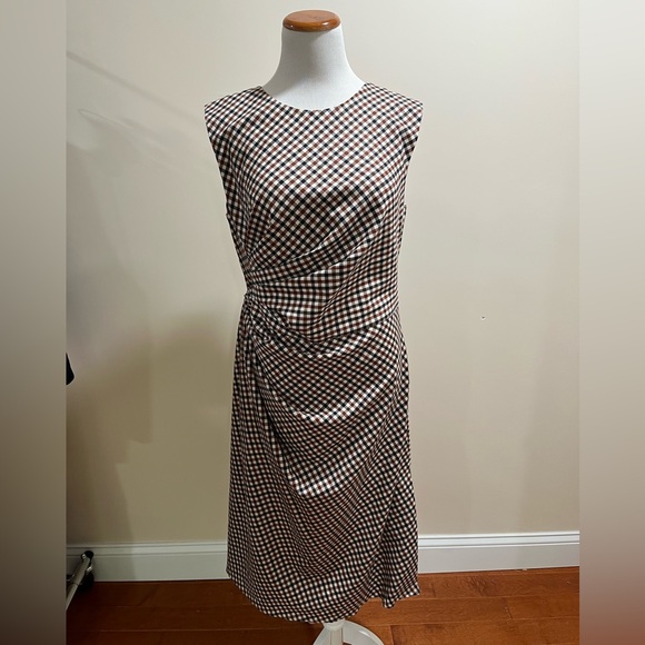 MM Lafleur Windowpane Sharkskin Print Sleeveless Jeannine Dress Sz. 12 - Picture 2 of 6